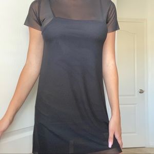 Black mesh dress with slip